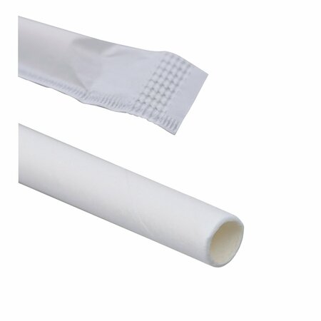 Boardwalk Individually Wrapped Paper Straws, 7 3/4" x 1/4", White, PK3200 BWKPPRSTRWWR